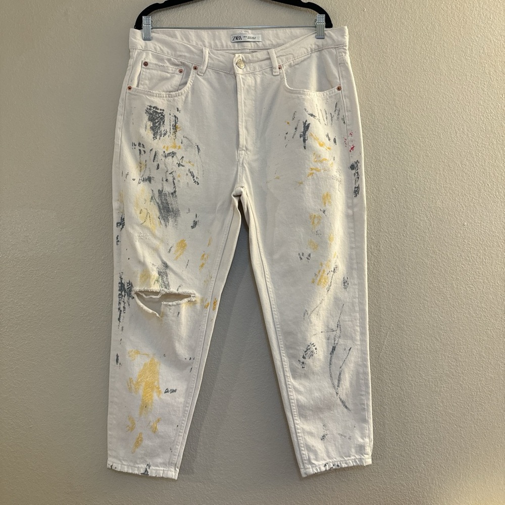 Zara ripped white jeans